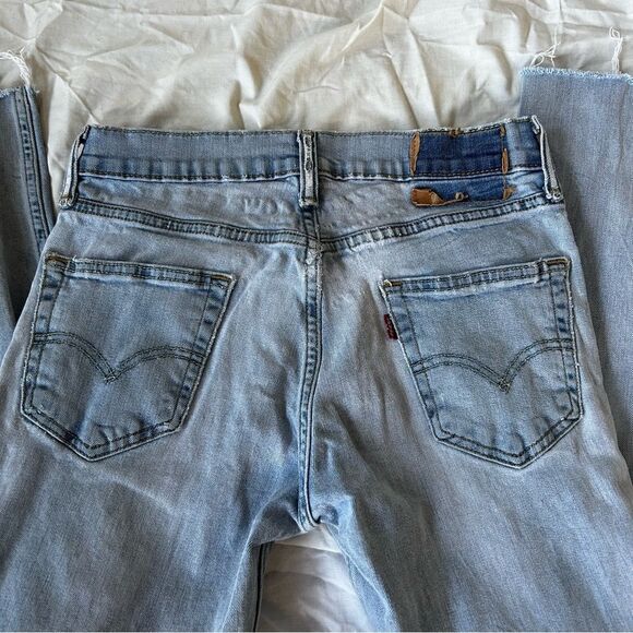 Women's Light Blue Distressed Straight Leg Jeans - Picture 6 of 13